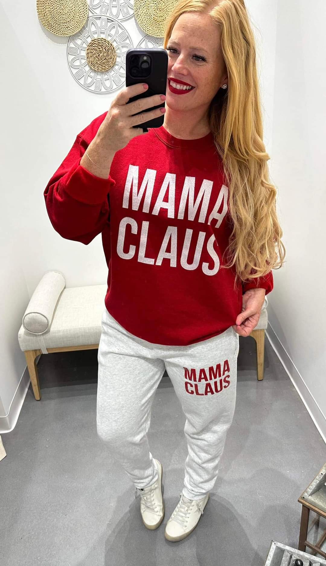 Red Mama Claus Crew Neck